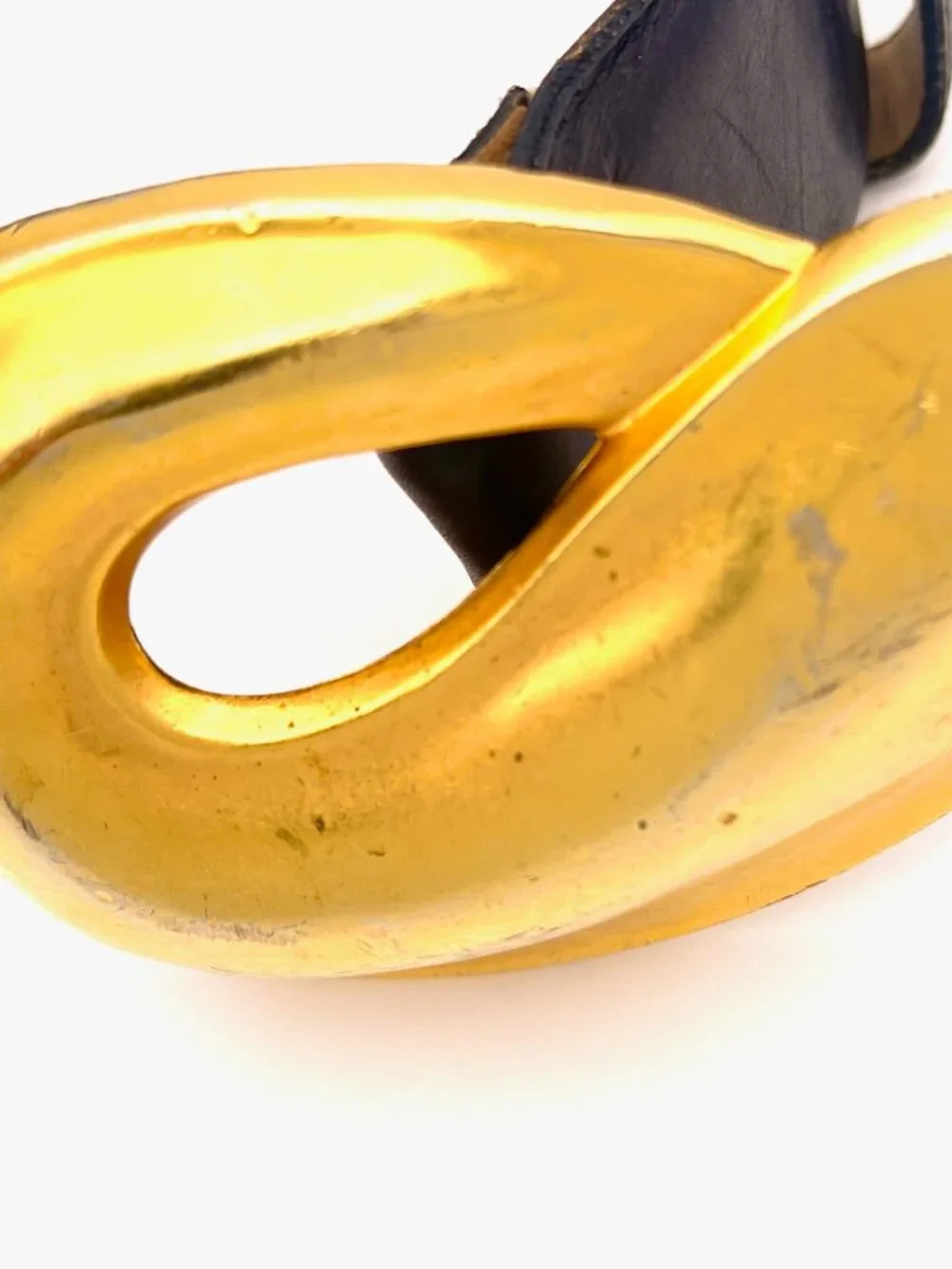 Vintage Robert Lee Morris Leather Belt with Iconic Gold Buckle